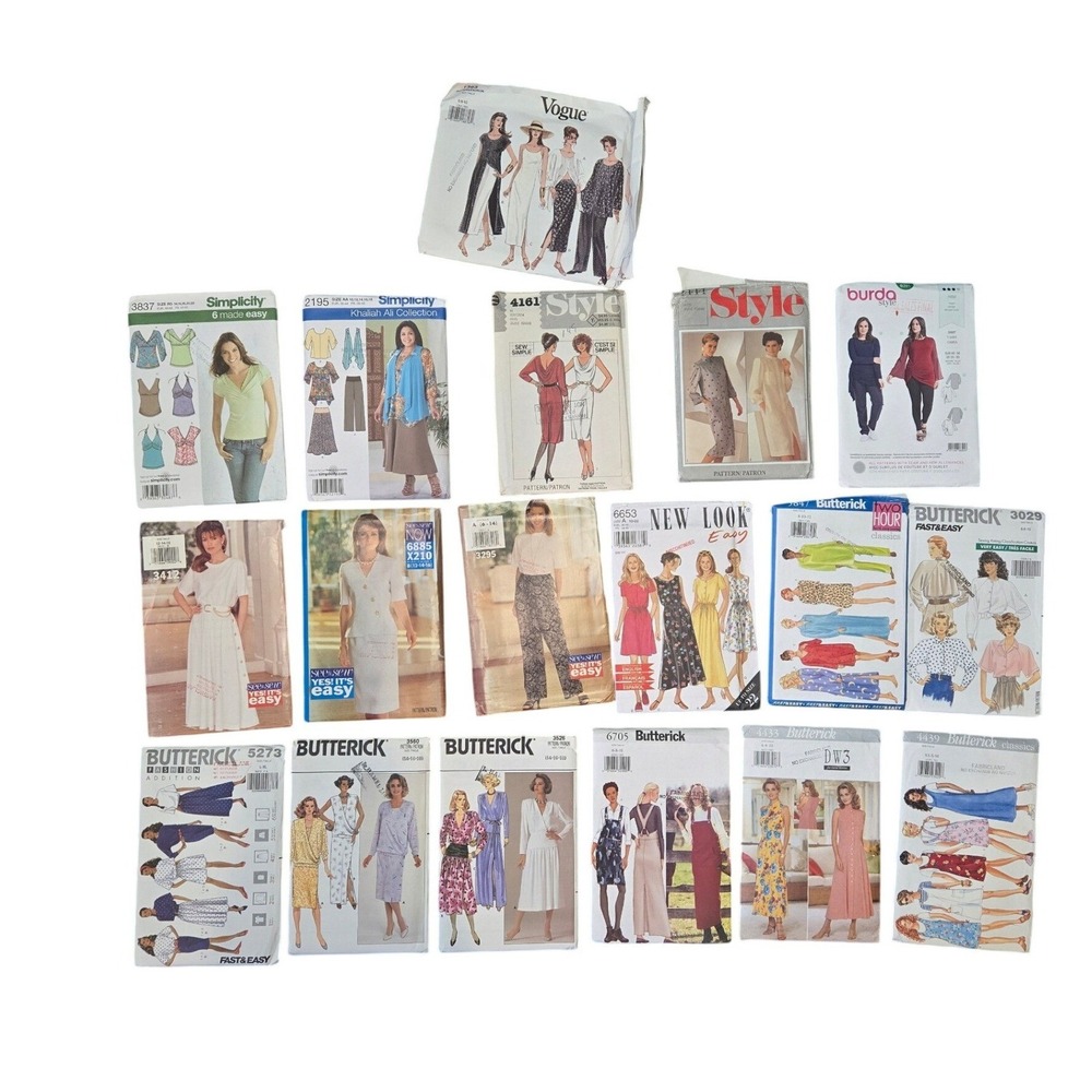 18 Vintage Sewing Patterns Lot Uncut Dresses Separates 80s 90s Butterick Style